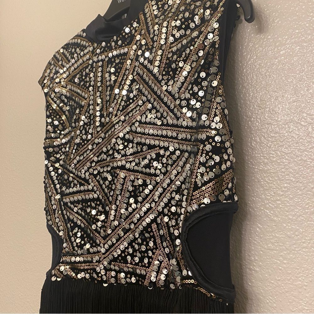 WEISSMAN Dance Costume flapper fringe Plain Fancy
13567 black gold SA-Small adul - Picture 5 of 13